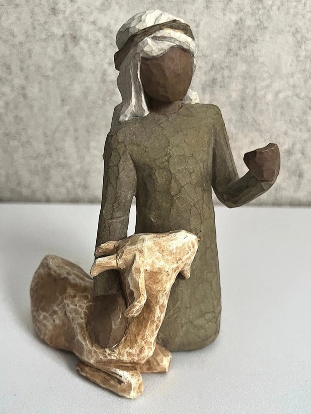 Willow Tree Shepherd and Stable Animals Nativity Figurine (Kneeling Shepherd Dem